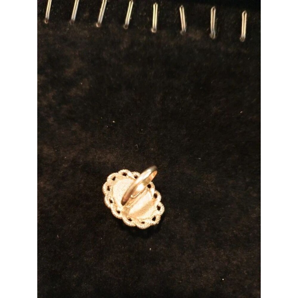 Sarah Coventry VTG Moroccan Matrix Cabochon Black Gold Tone Ring Adjustable - Picture 4 of 4